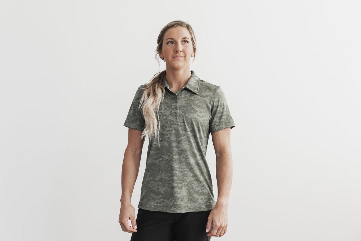 Nobull Lightweight Textured Polo Women\'s T Shirts Camo | Australia (VJ7830)